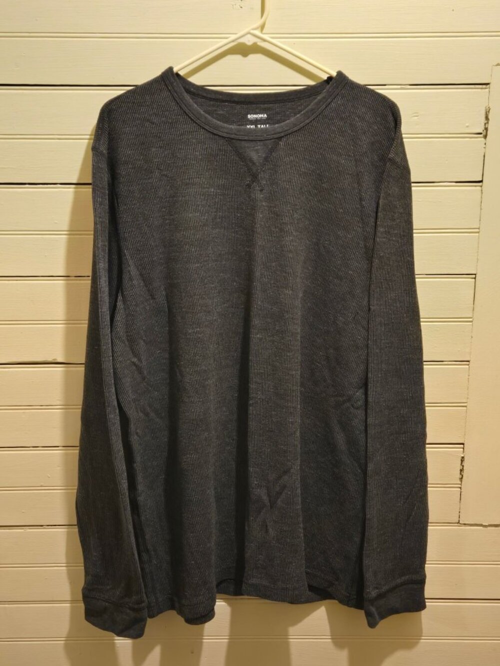 Sonoma Long Sleeve Shirt Mens XXL Tall Waffle Thermal Crewneck Gray Ribbed